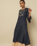 Modal A-line Dobby Kurta with Zari Embroiderey