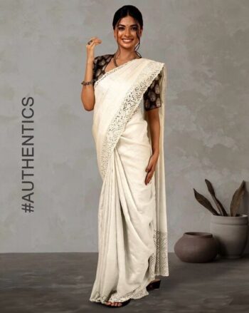 Hand Cut-Work Pure Bhagalpur Tussar Saree