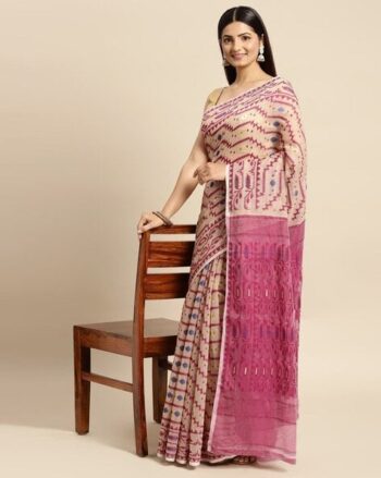 Handloom Nakshakata Dhakai Jamdani Bengal Cotton Saree
