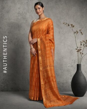 Handblock Bagru Print Maheshwari Silk Cotton Saree