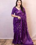 Women Embellished Print Silk Saree