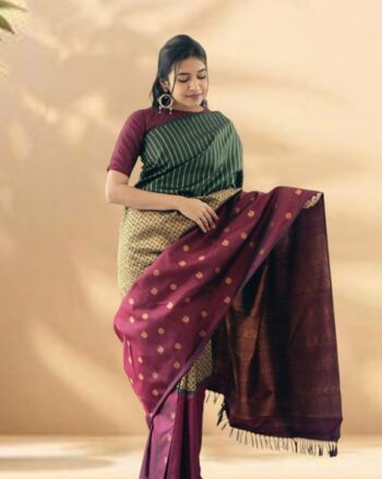 Kanjeevaram Silk Traditional Saree with Zari Border