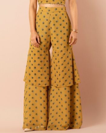 Floral Print Tiered Sharara Pants