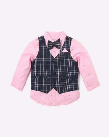 Ditsy Print Shirt with Waistcoat & Bow-Tie