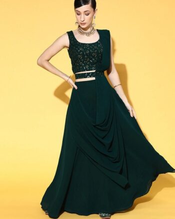Women Embroidered Flared Lehenga with Choli & Dupatta