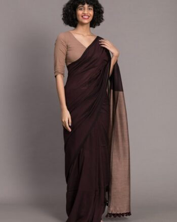 Women Cotton Saree with Tassels