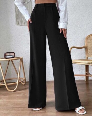 Flat Front Flared Trousers