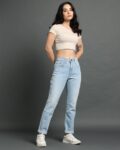 Women Lightly Washed High-Rise 724 Slim Straight Fit Jeans