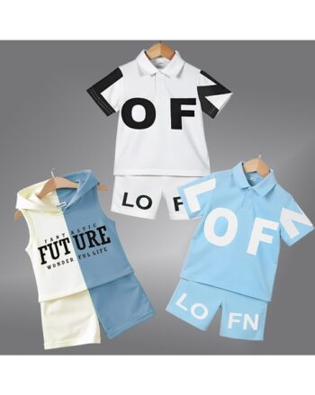 Boys Typographic Shorts And T-shirt Set