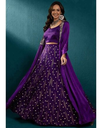 Women Embroidered Shrug with Choli & Skirt Co-Ord Set