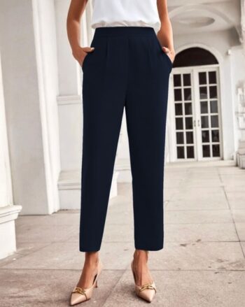Women Relaxed Fit Trousers with Elasticated Waist
