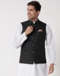 Men Geometric Print Regular Fit Nehru Jacket with Welt Pockets