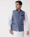 Men Patterned Regular Fit Nehru Jacket with Welt Pockets