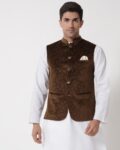 maxence_brown_men_floral_print_regular_fit_nehru_jacket_with_welt_pockets.jpg