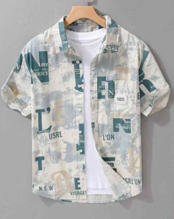 Men Regular Fit Shirt with Spread Collar