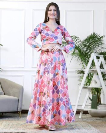 Floral Print A-Line Lehenga Choli Set