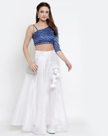 Striped Flared Lehenga Choli Set