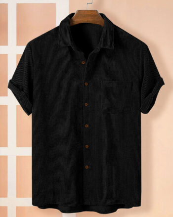 Men Ribbed Regular Fit Shirt with Short Shorts