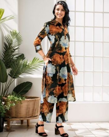 Women Floral Print 2-Piece Kurta & Palazzos Set