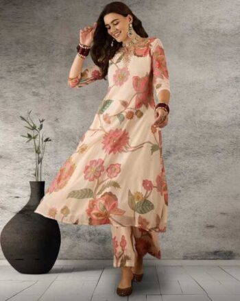 Floral Print A-Line Kurta Set