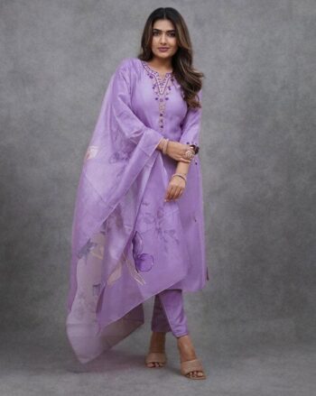 Women Embroidered Straight Kurta Pants Set with Dupatta