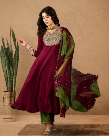 Women Embroidered Flared Kurta Set