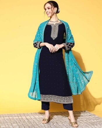 Women Embellished Straight Kurta Suit Set