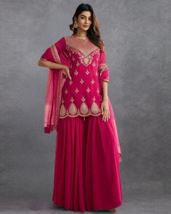 Women Embroidered Sharara Suit Set