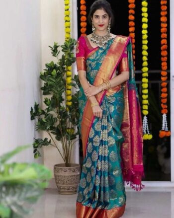 Women Woven Motif Saree with Contrast Border