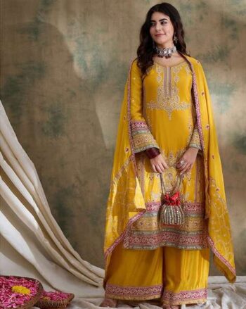 Women Embroidered Straight Kurta with Palazzo & Dupatta