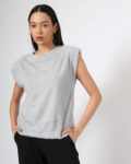 Textured Sleeveless Round-Neck Top