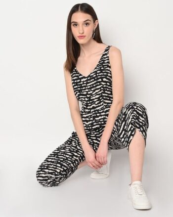 Zinggy Printed V-Neck Jumpsuit