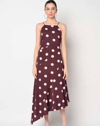 Polka-Dot Print A-Line Dress