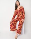 Frazil Floral Print V-Neck Jumpsuit