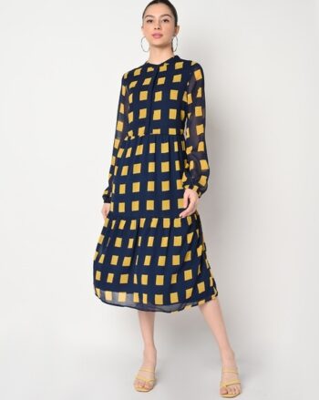Checked A-Line Dress