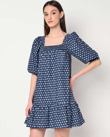Bluezi Square-Neck A-Line Dress