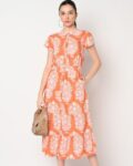 oxolloxo_orange_printed_button-down_tiered_dress.jpg