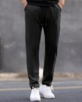 Men Straight Track Pants with Drawstring Waist