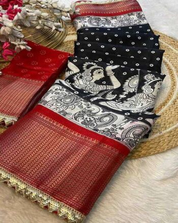 Women Floral Print Saree with Contrast Border