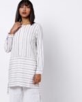 Printed High-Low Straight Tunic with Concealed Placket