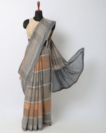 Striped Saree with Contrast Border