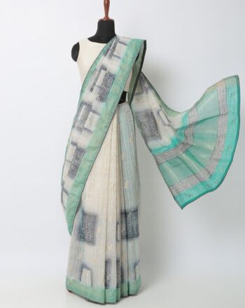 Printed Saree with Contrast Border