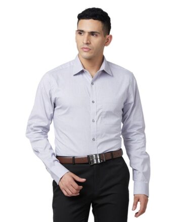 Men Slim Fit Shirt with Cuffed Sleeves