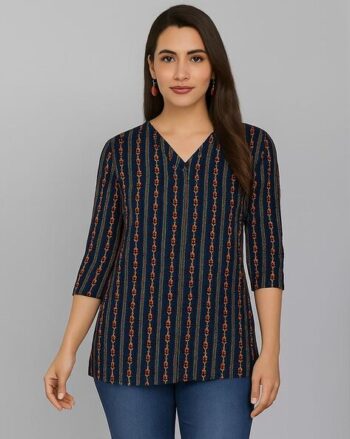 Women Printed V-Neck Tunic