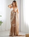 Women Embroidered Saree with Scalloped Border