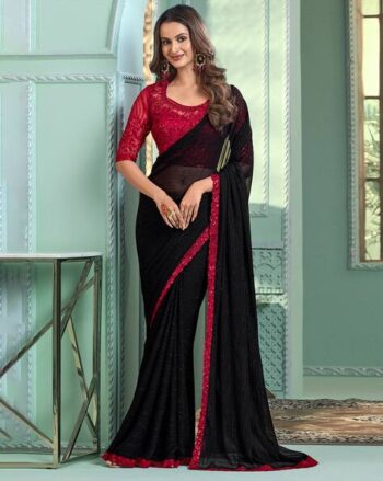Women Chiffon Saree with Lace Border