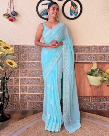 Women Embellished Georgette Saree