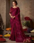 Women Embroidered Design Sequins Pure Chiffon Traditional Saree