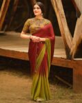 Ombre-Dyed Pattern Saree with Tassels