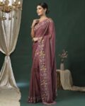 Women Embroidered Saree with Scallop Border